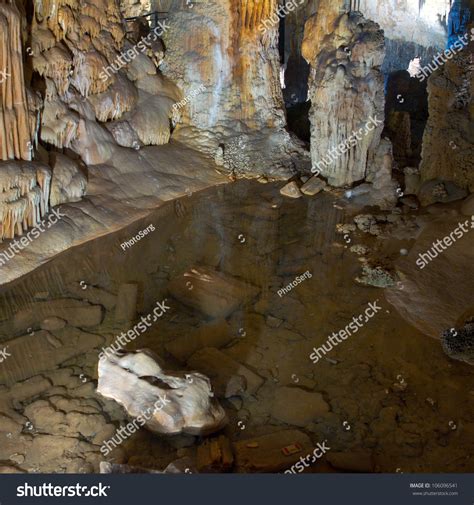 Stalactite Stalagmite Cavern Stalactite Cave Israel Stock Photo