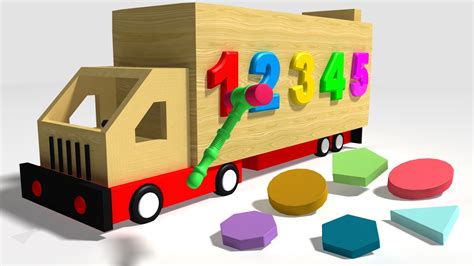 Learn Numbers And Shapes With Wooden Truck Toy For Toddlerschildren