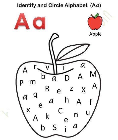 English Preschool Identify And Circle Alphabet Aa Worksheet 1