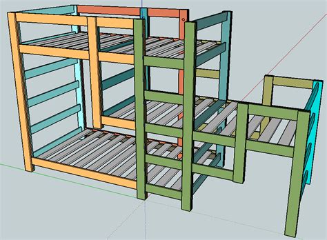 Triple Bunk Bed Build Blueprints For Picnic Table Wooden Storage Ottoman Plans