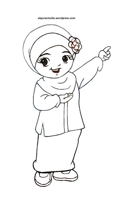 Mewarnai Gambar Kartun Anak Muslimah Adzka