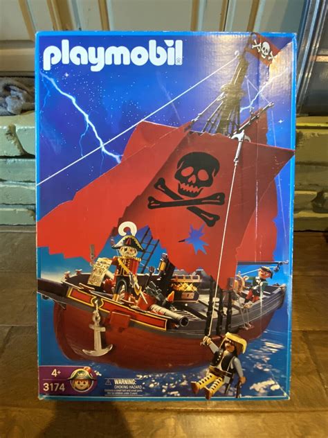 Vintage Playmobil Pirate Ship Red Corsair With Instructions My Xxx