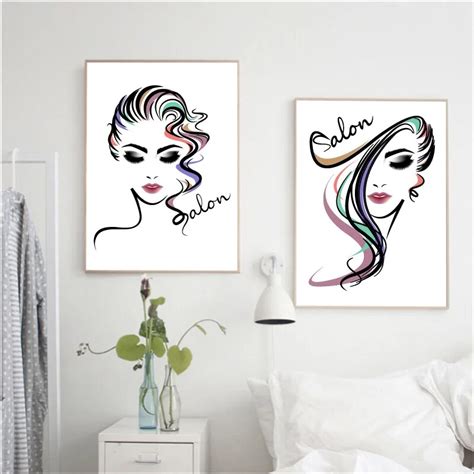 Beauty Salon Posters And Prints Wall Art Canvas Painting Pretty Girl