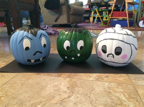 Painted Pumpkins Monsters Dracula Frankenstein And The Mummy