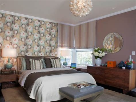Floral Wallpaper Accent Wall In Neutral Master Bedroom Hgtv