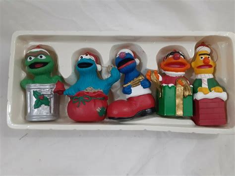 Vtg Sesame Street Jim Henson Muppets Kurt Adler Christmas Ornament Set