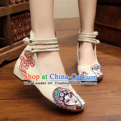 Asian Chinese National Red Canvas Embroidered Shoes Traditional China Princess Shoes Hanfu