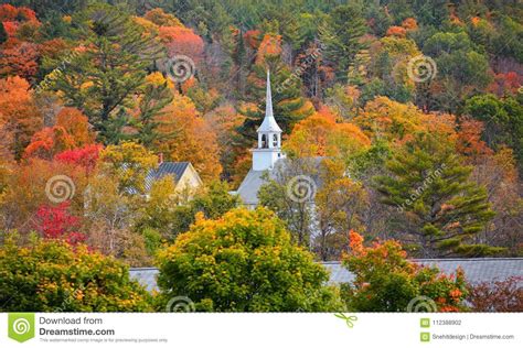 New England Church Stock Photo Image Of Colorful Fall 112388902