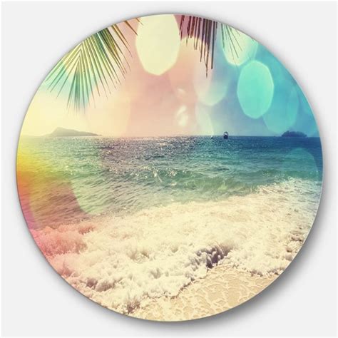 Designart 23 In X 23 In Round Colorful Serenity Tropical Beach