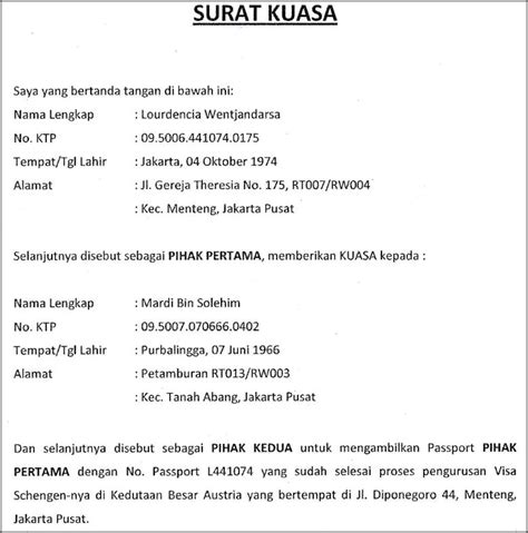 Contoh Surat Perjanjian Pembagian Harta Bersama Surat Permohonan