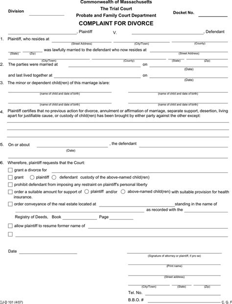 Printable Divorce Forms In Ma Fill Online Printable Fillable Blank