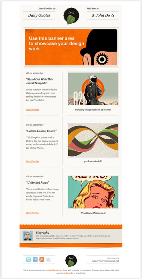 Leaf Retro Beautiful Email Newsletters Email Design Inspiration