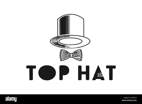Hand Drawn Hat And Tie Logo Design Inspiration Isolated On White