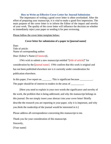 Pdf How To Write An Effective Cover Letter For Journal Submission