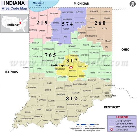 Indiana Area Codes Map Of Indiana Area Codes
