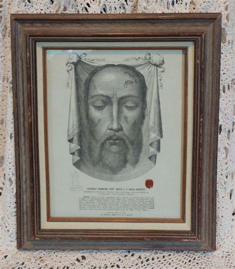 Antique Holy Face Of Jesus On Veronicas Veil Framed Relic Seal Stamp