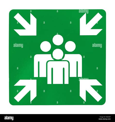 Green Assembly Point Sign On White Background Stock Photo Alamy