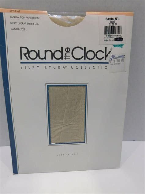 Round The Clock Pantyhose Tanga Top Lycra Sheer Sandaltoe Size B Bone Style 61 Ebay