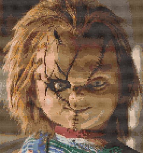 Chucky Doll Counted Cross Stitch Embroidery Pattern Pdf Horror Goth