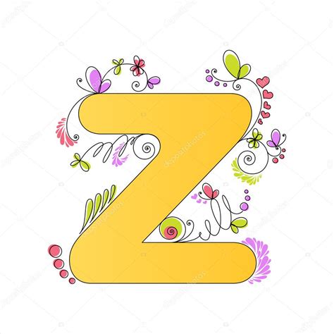 Alfabeto Floral Colorido Letra Z — Vector De Stock © Megapixelina