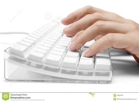 Typing On A White Computer Keyboard Royalty Free Stock Photos Image