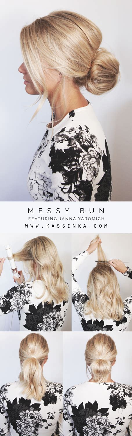 Simple and easy messy bun tutorial. Messy Bun For Short Hair | Kassinka | Bloglovin'