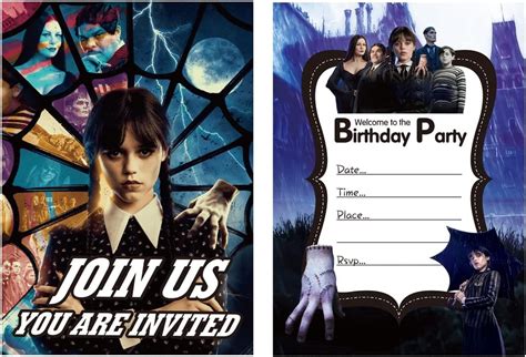 Buy Glaheart Wednesday Addams Birthday Party Invitations Invite Cards With Envelopes