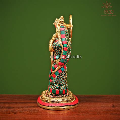 Brass Radha Krishna Statue In Stonework Ekaa Handicrafts