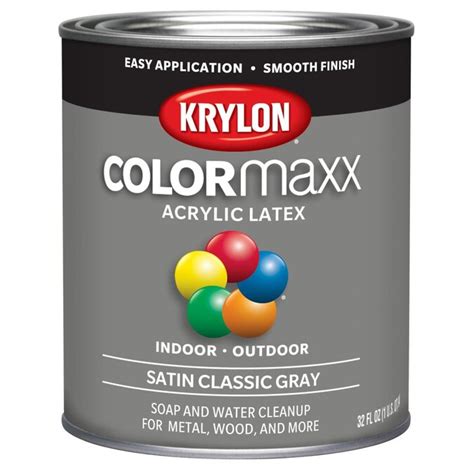 Krylon Satin Colormaxx Classic Gray Enamel Interiorexterior Paint 1