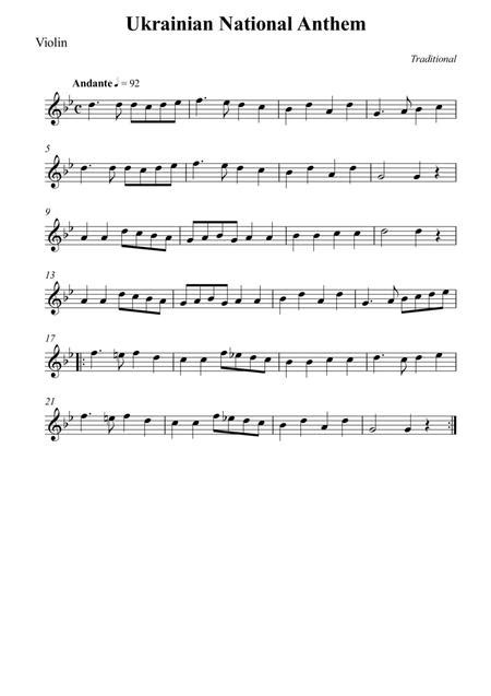 Ukrainian National Anthem Violin By Traditional Digital Sheet Music For Solo Part Download