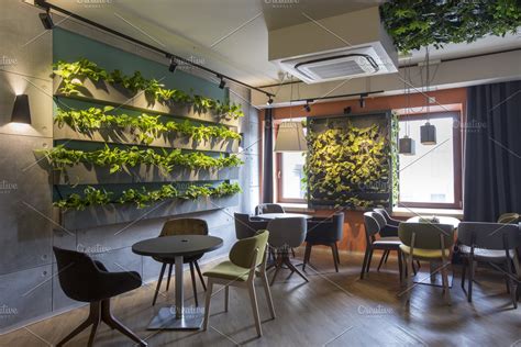Modern Cafe Interior Style Green Ec High Quality Stock Photos