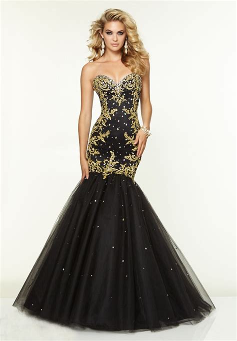 Strapless Sweetheart Beads Gold Embroidery Long Mermaid Prom Dress Mermaid Prom Dress Long
