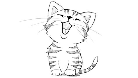 How To Draw A Cute Baby Kitten Easy Happy Drawings Images And Photos