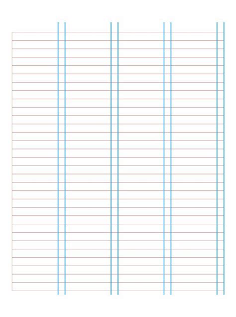 Printable Spreadsheets With Columns And Rows Paper Template Free
