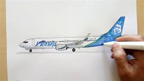 Alaska Airlines, Boeing 737,drawing timelapse | Alaska airlines, Alaska