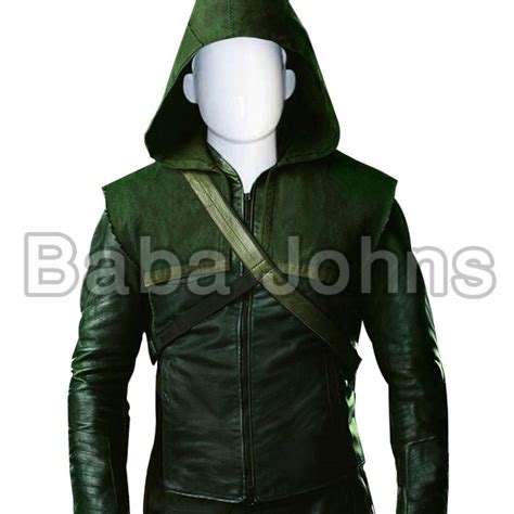 Green Arrow Oliver Queen Leather Costume All Sizes Leather Jacket