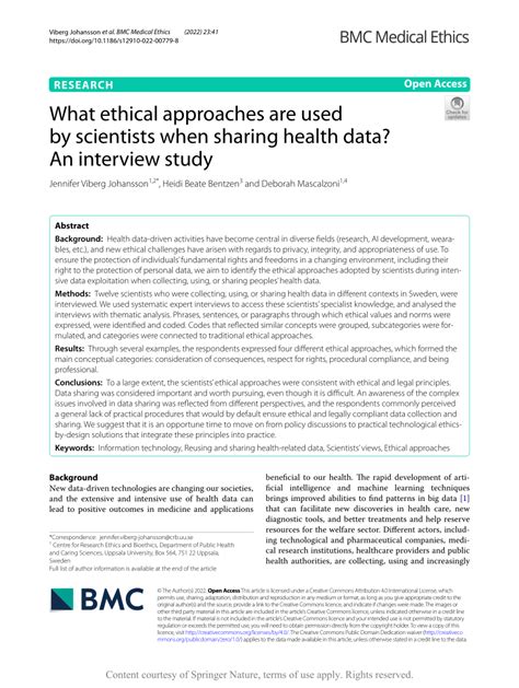 Pdf What Ethical Approaches Are Used By Scientists When Sharing
