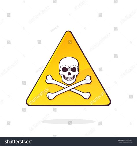 Yellow Deadly Danger Symbol Skull Crossbones เวกเตอร์สต็อก ปลอดค่า