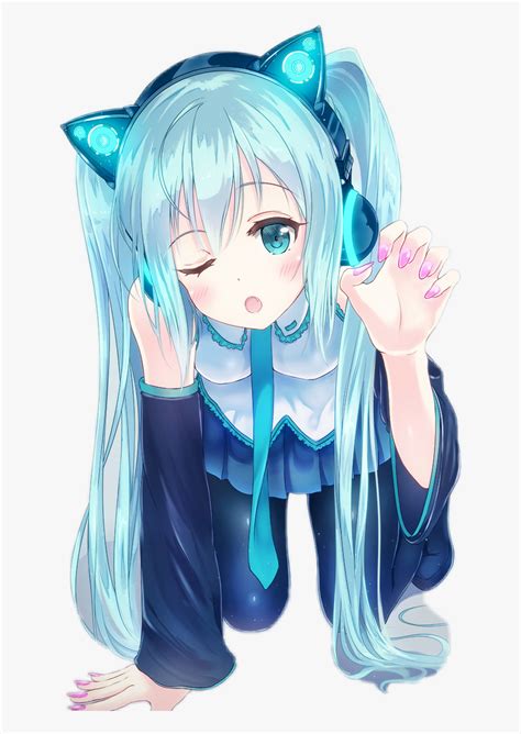 Yes, that tail is real. Transparent Cat Scratches Clipart - Cute Anime Girl With Cat Headphones , Free Transparent ...