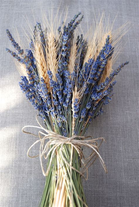 Taking hints from autumn's favorite colors and flowers. Brides Bouquet of Lavender and Wheat Custom Made Handtied ...