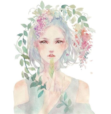 Watercolor Anime Girl At Explore Collection Of