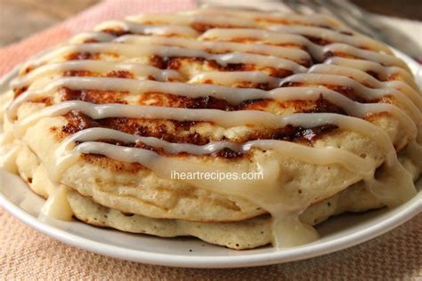Whisk ingredients to form a glaze. Cinnamon Roll Pancakes with Cream Cheese Icing #desserts # ...