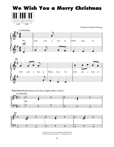 We Wish You A Merry Christmas Sheet Music Traditional English Folksong 5 Finger Piano