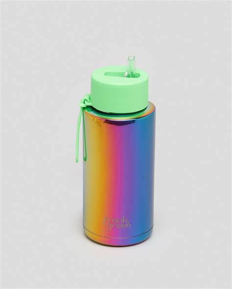 Frank Green 34oz Reusable Bottle With Straw Lid In Rainbowneon Green Free Shipping And Easy