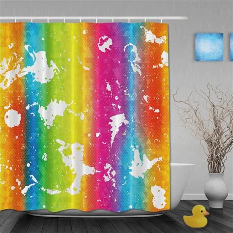 1 Pcs Digital Printing Rainbow Shower Curtains Colorful Waterproof