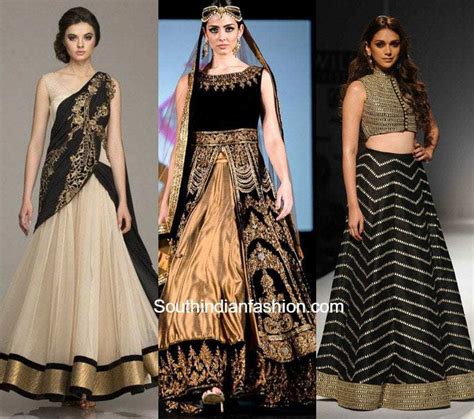Beauty Of Black And Gold Outfits South India Fashion