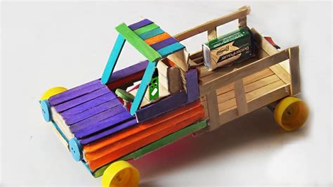 Popsicle Stick Crafts How To Make A Car Toy Powered Car Youtube