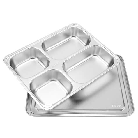 Fdit Stainless Steel Food Serving Tray Canteen Lunch Box With Cover4