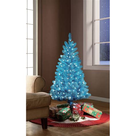 Holiday Time Pre Lit 4 Teal Blue Artificial Christmas Tree Clear