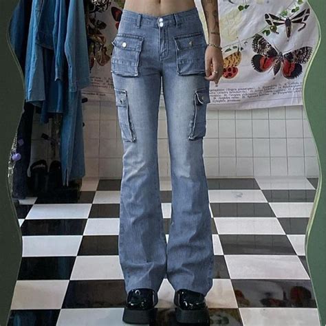 Sosana Low Waist Pocket Washed Boot Cut Jeans Yesstyle